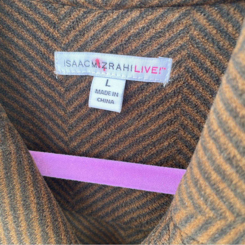 Isaac Mizrahi LIVE Asymmetrical Zip Herringbone Jacket Size L - Picture 6 of 8